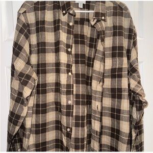 H&M Men's Casual Plaid Shirt - Brown and Cream